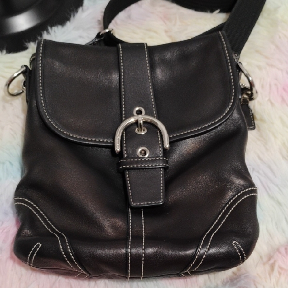 FLASH SALE!! Auth Coach Vintage Y2K Black Leather Shoulder/Crossbody Bag - Picture 11 of 15